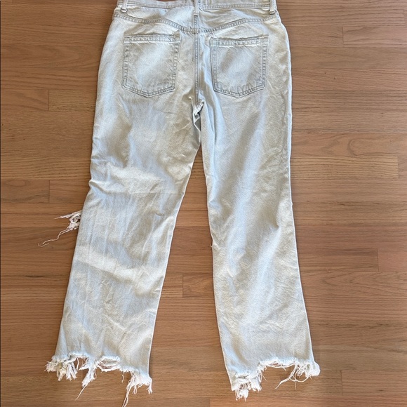 Free People We The Free Distressed Cream Straight Leg Jeans - Picture 3 of 4